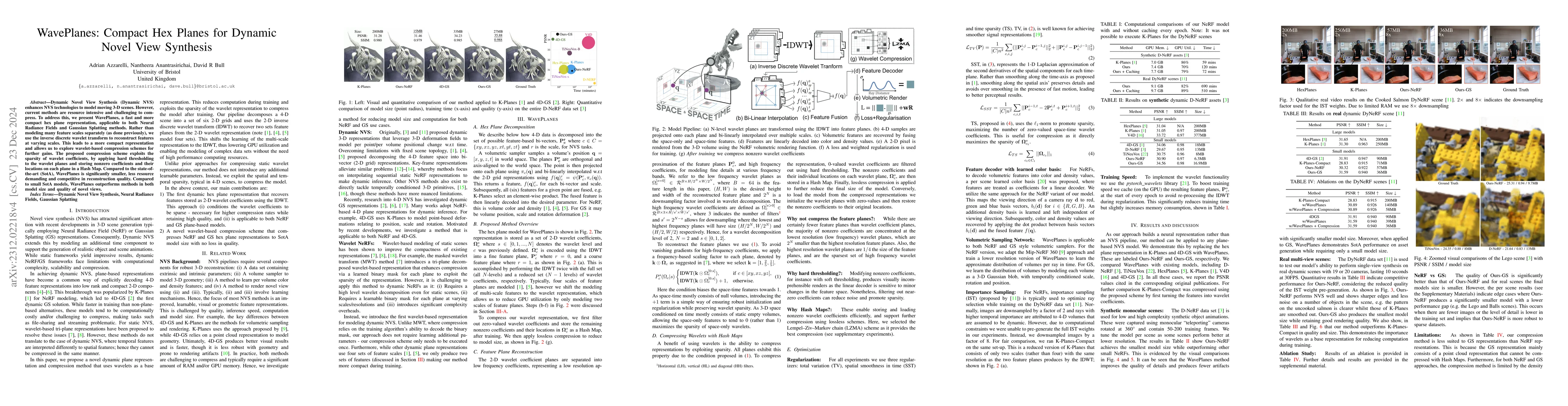 Thumbnail for WavePlanes: A compact Wavelet representation for Dynamic Neural Radiance
  Fields