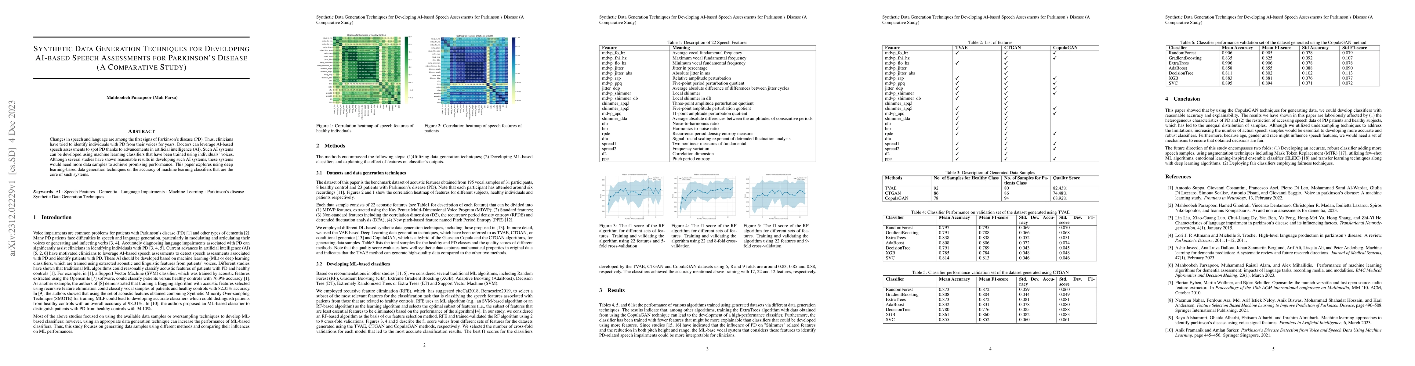 Thumbnail for Synthetic Data Generation Techniques for Developing AI-based Speech
  Assessments for Parkinson's Disease (A Comparative Study)