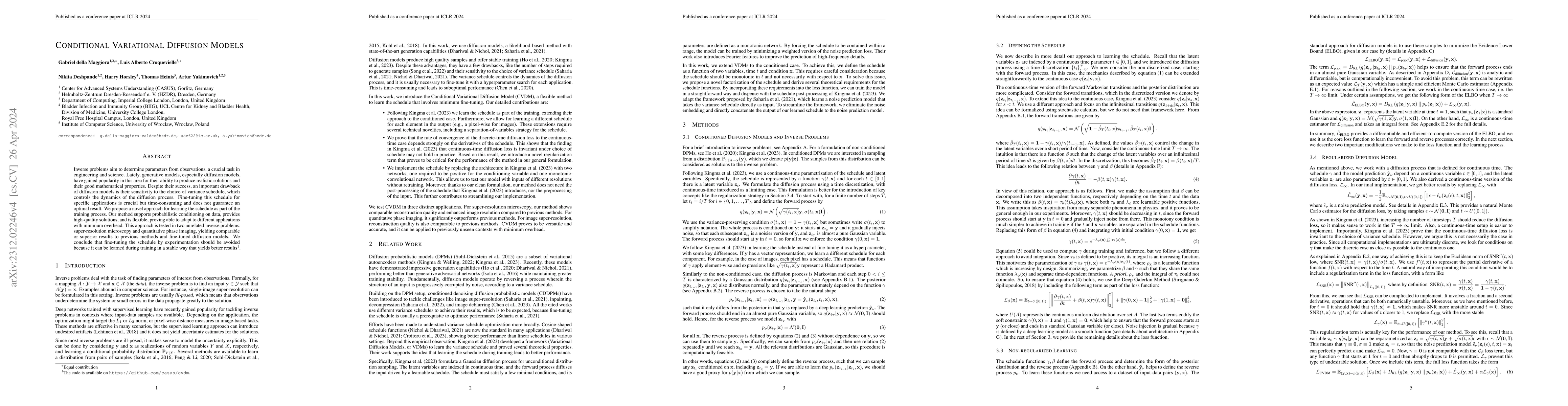 Thumbnail for Conditional Variational Diffusion Models