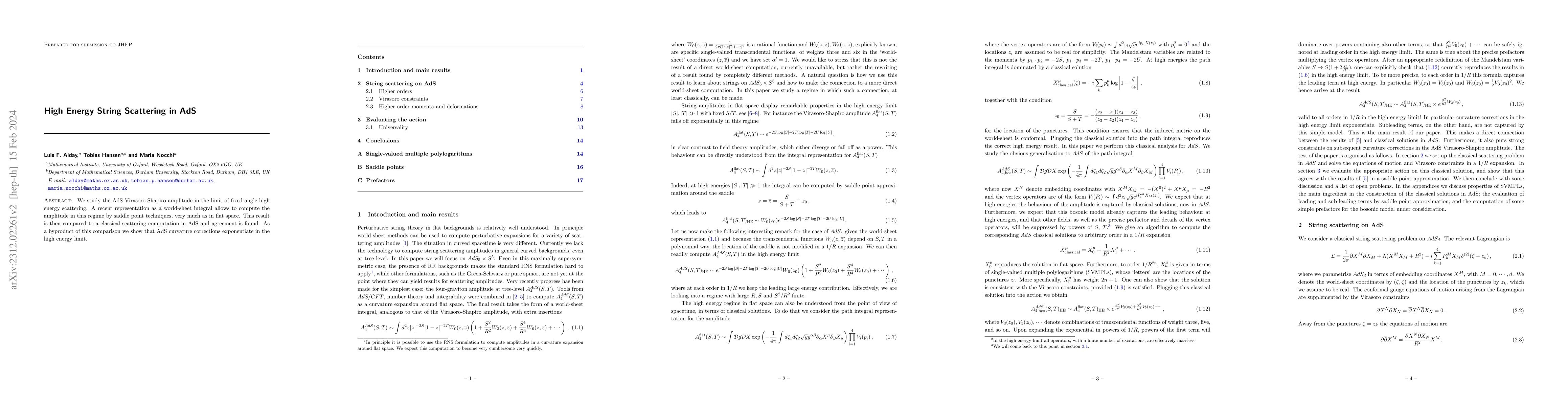 Thumbnail for High Energy String Scattering in AdS