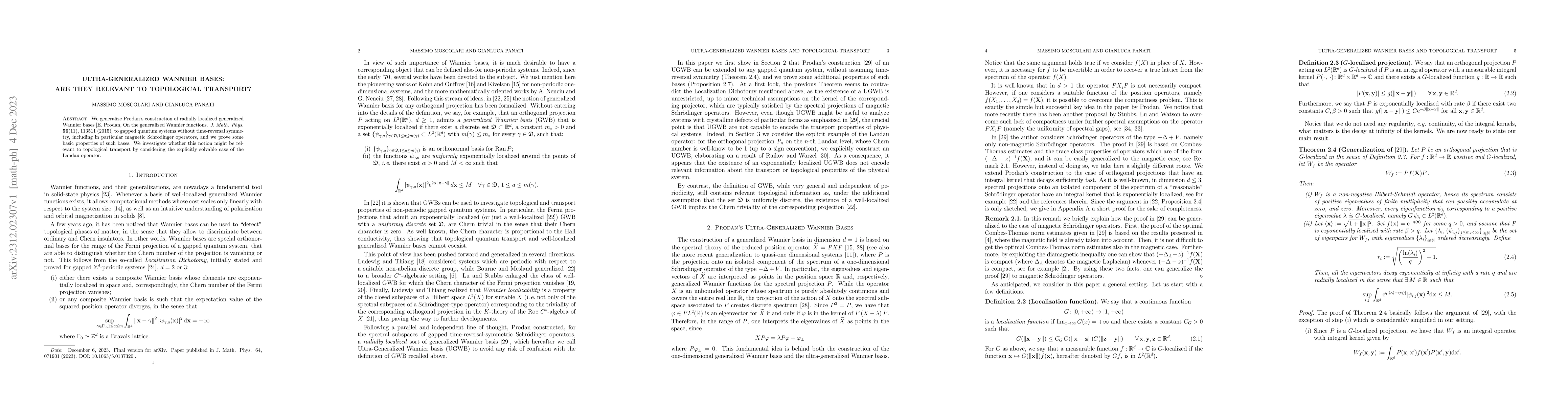 Thumbnail for Ultra-generalized Wannier bases: Are they relevant to topological
  transport?