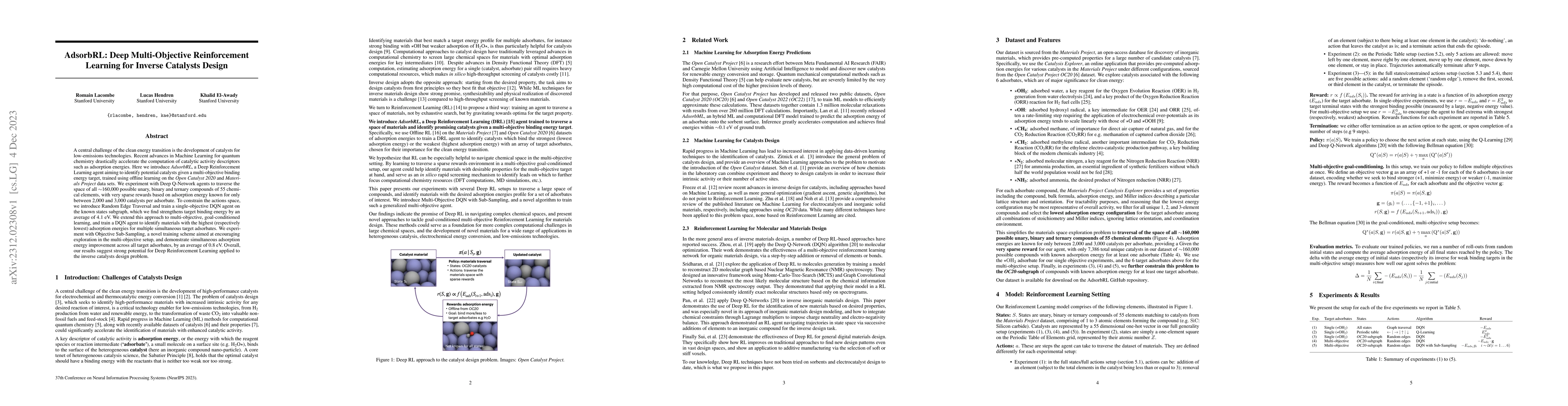 Thumbnail for AdsorbRL: Deep Multi-Objective Reinforcement Learning for Inverse
  Catalysts Design