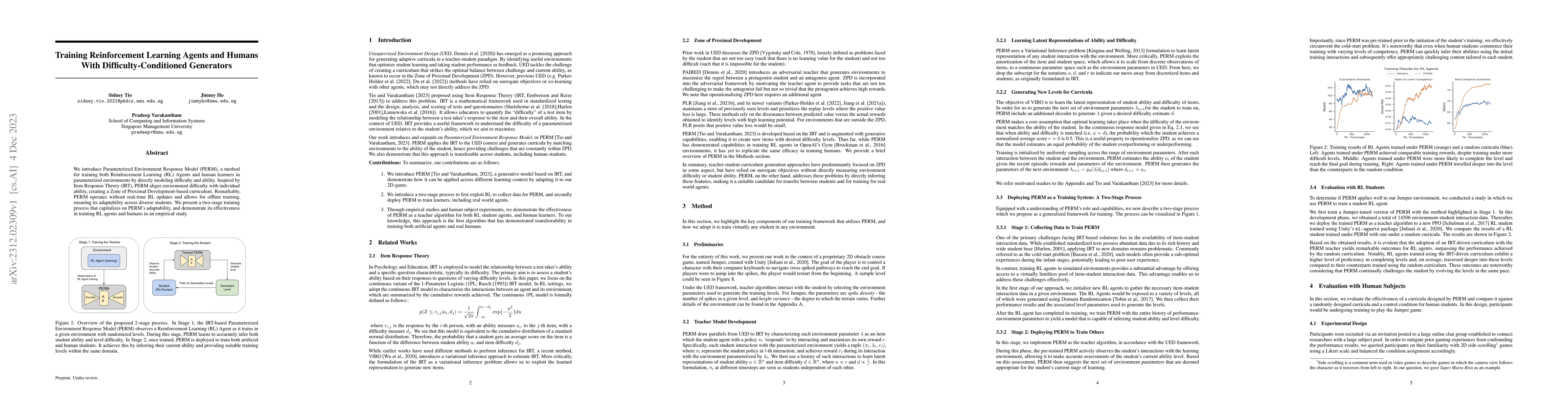 Thumbnail for Training Reinforcement Learning Agents and Humans With
  Difficulty-Conditioned Generators