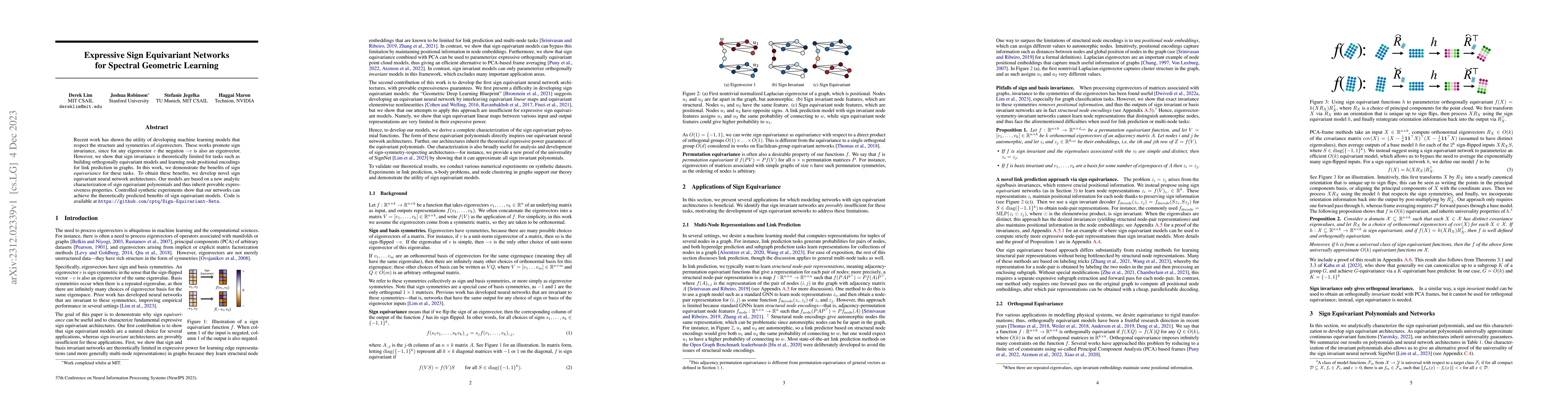 Thumbnail for Expressive Sign Equivariant Networks for Spectral Geometric Learning