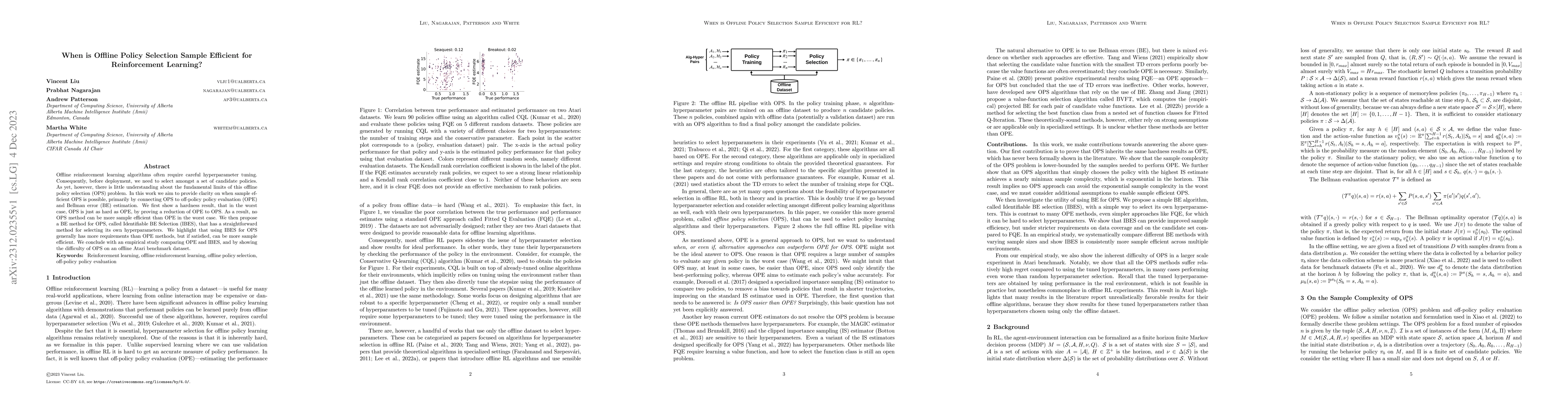Thumbnail for When is Offline Policy Selection Sample Efficient for Reinforcement
  Learning?