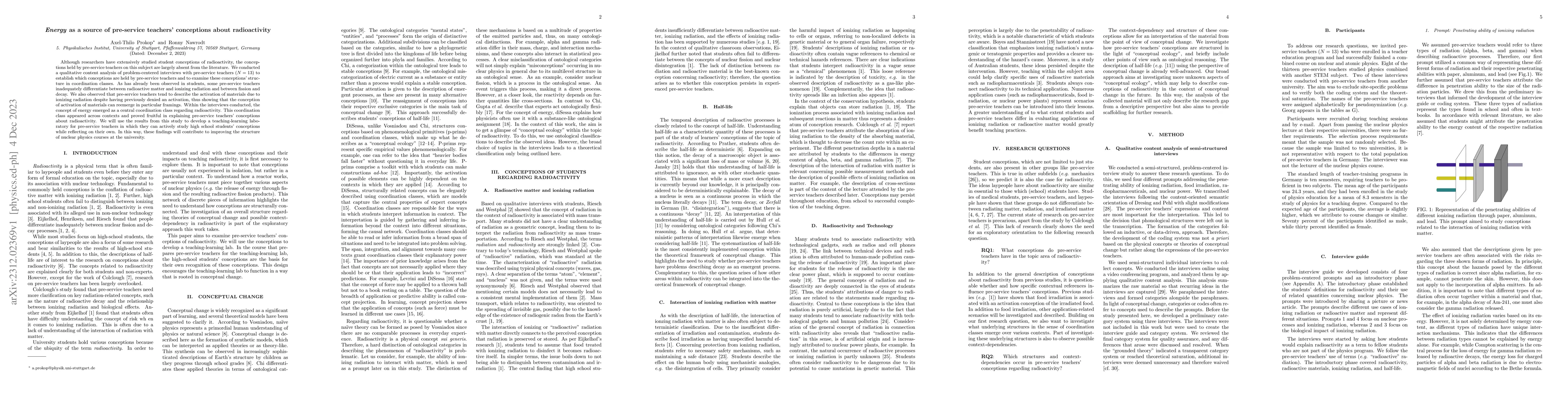 Thumbnail for Energy as a source of pre-service teachers' conceptions about
  radioactivity