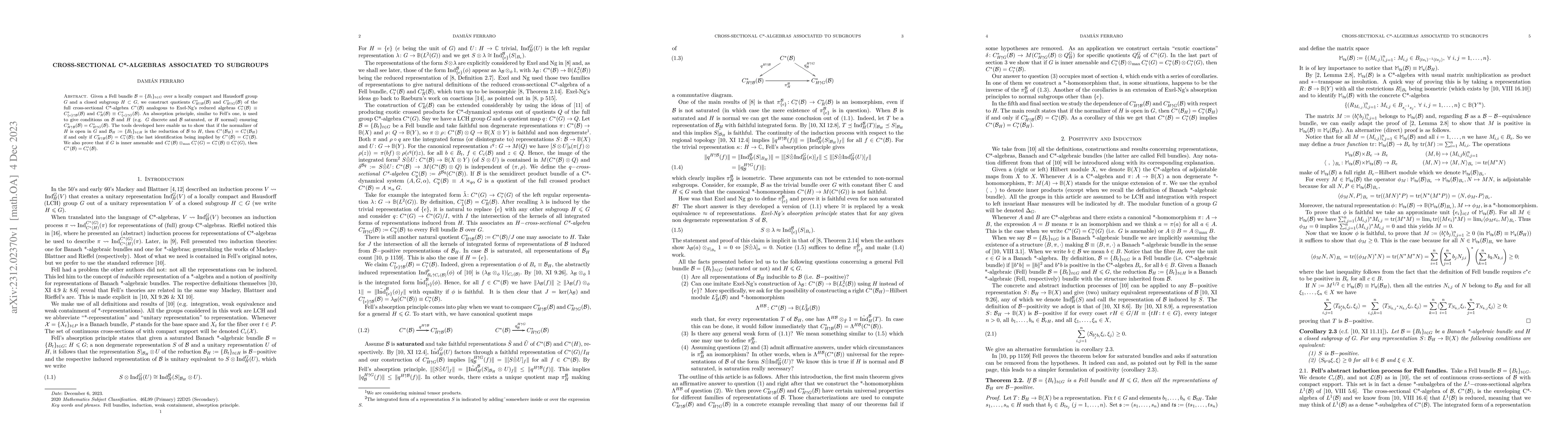 Thumbnail for Cross-sectional C*-algebras associated to subgroups