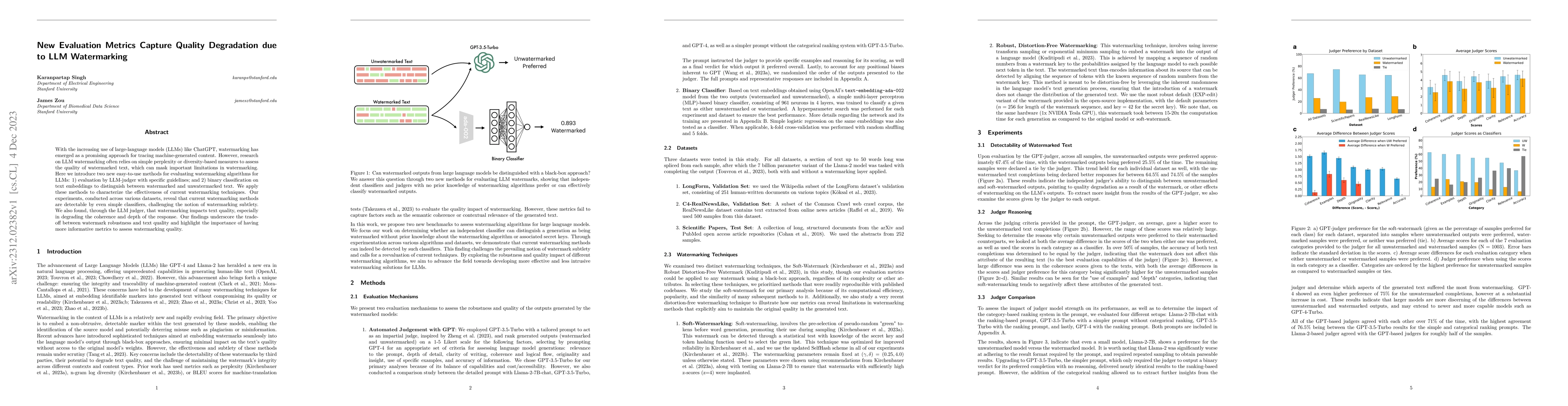 Thumbnail for New Evaluation Metrics Capture Quality Degradation due to LLM
  Watermarking