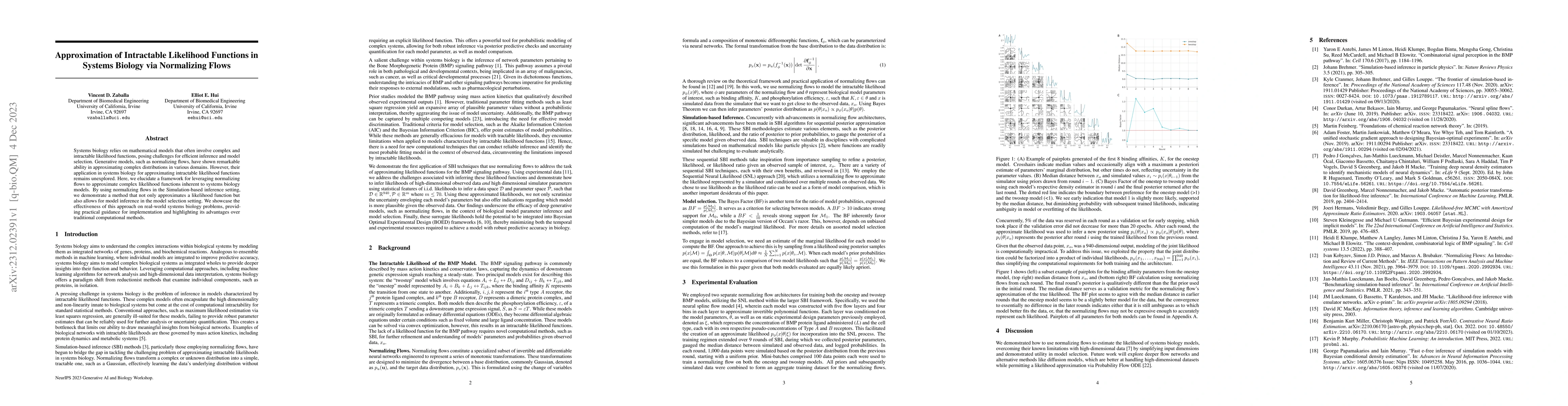 Thumbnail for Approximation of Intractable Likelihood Functions in Systems Biology via
  Normalizing Flows