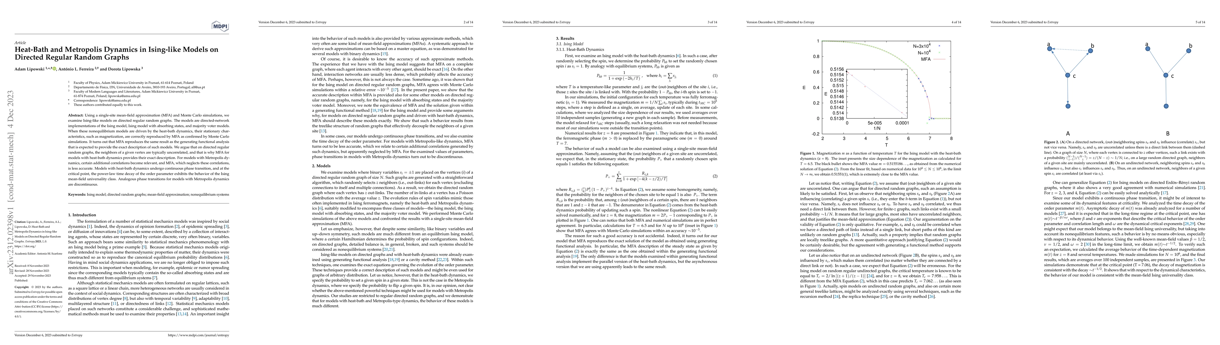 Thumbnail for Heat-Bath and Metropolis Dynamics in Ising-like Models on Directed
  Regular Random Graphs