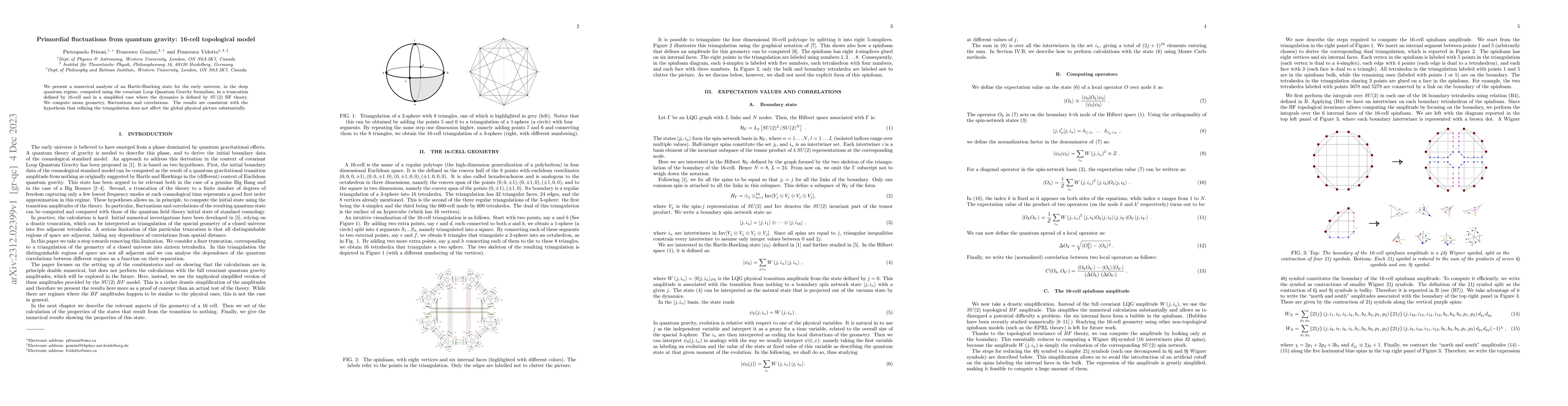 Thumbnail for Primordial fluctuations from quantum gravity: 16-cell topological model