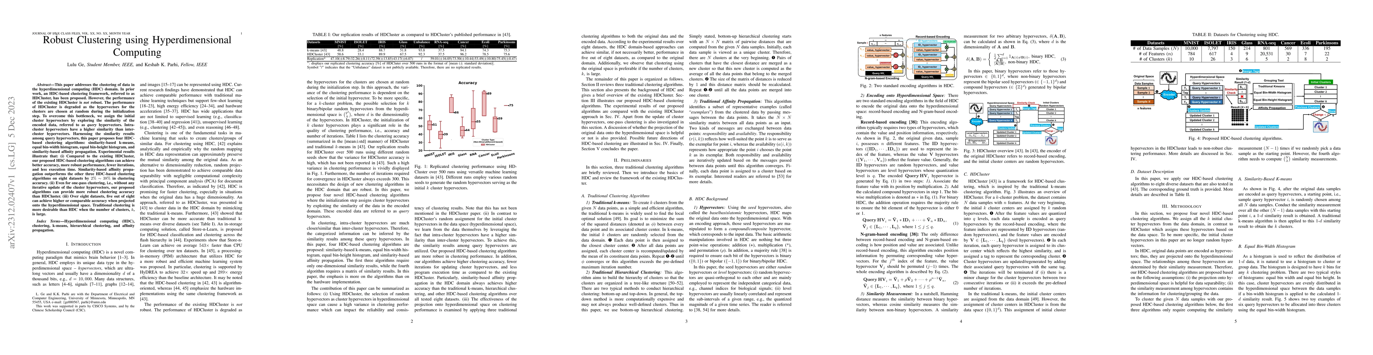 Thumbnail for Robust Clustering using Hyperdimensional Computing
