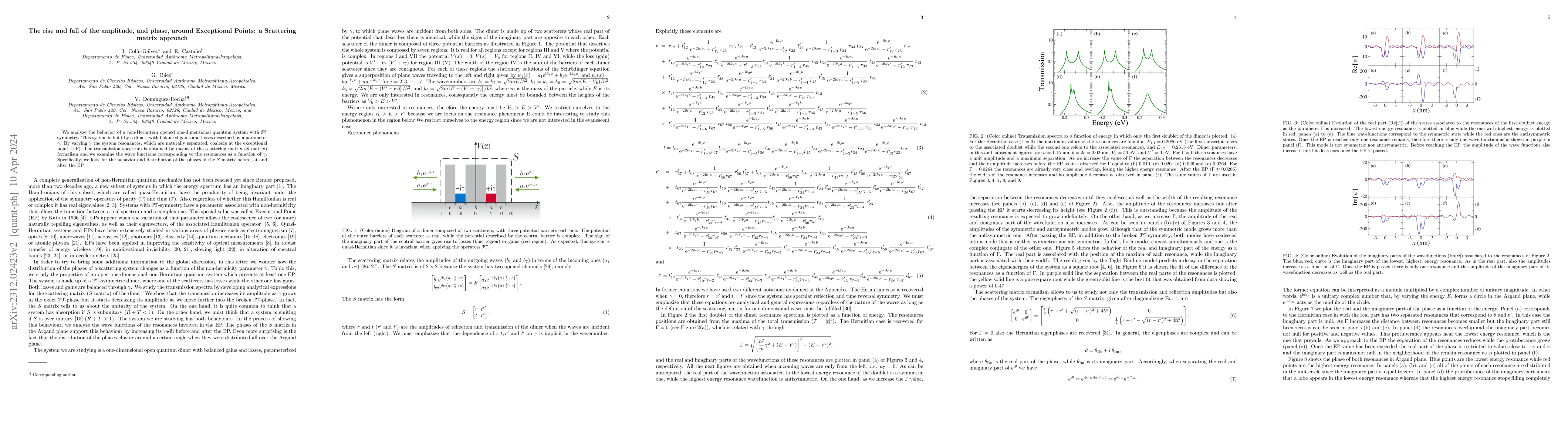 Thumbnail for The rise and fall of the amplitude, and phase, around Exceptional
  Points: a Scattering matrix approach