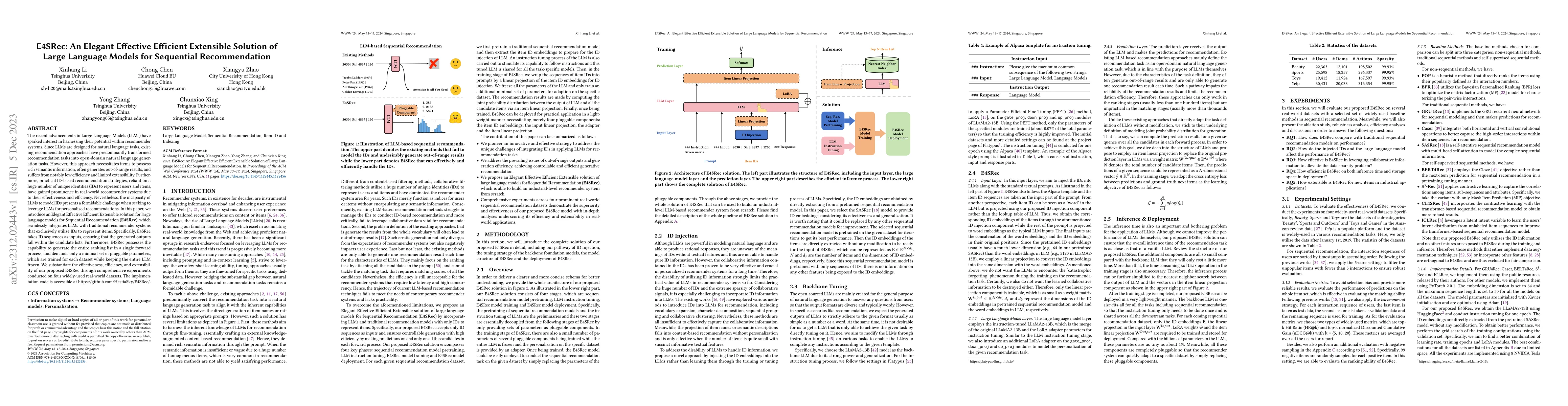 Thumbnail for E4SRec: An Elegant Effective Efficient Extensible Solution of Large
  Language Models for Sequential Recommendation