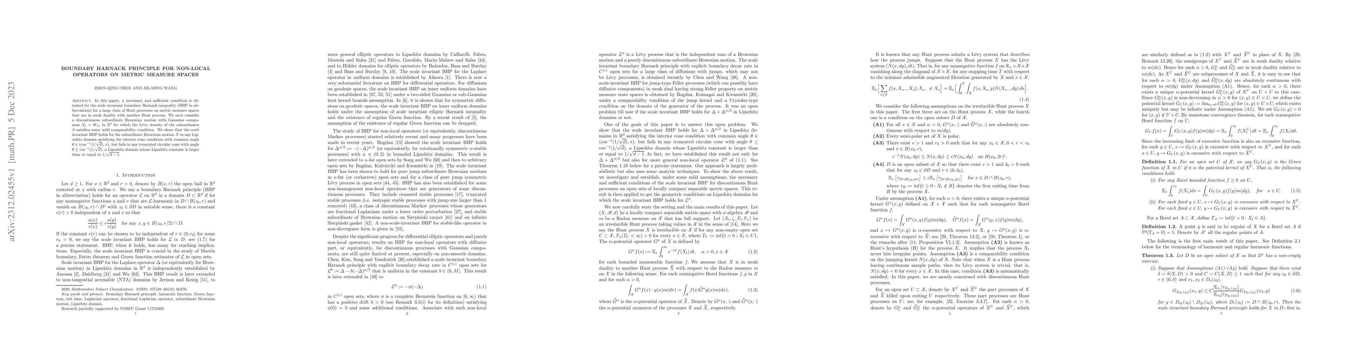 Thumbnail for Boundary Harnack principle for non-local operators on metric measure
  spaces