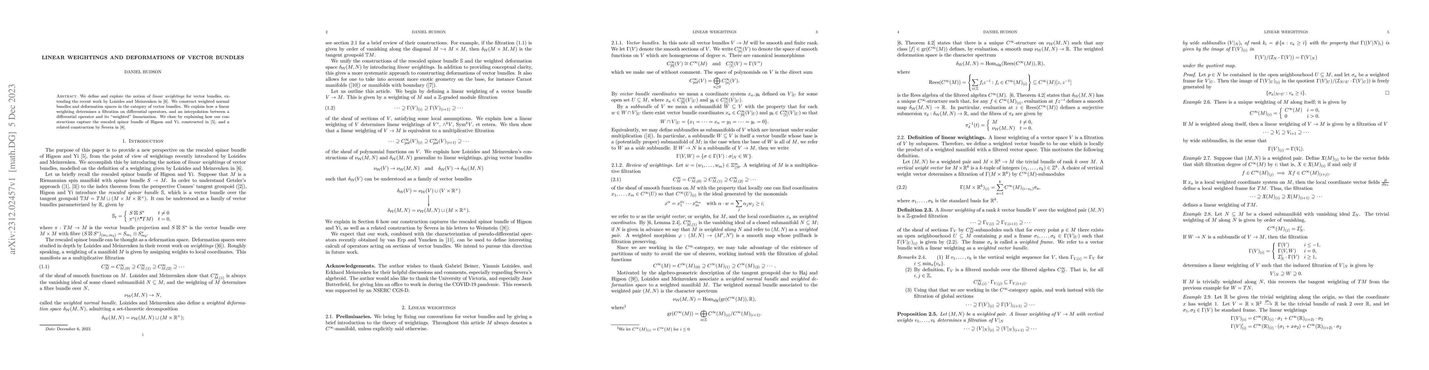 Thumbnail for Linear Weightings and Deformations of Vector Bundles