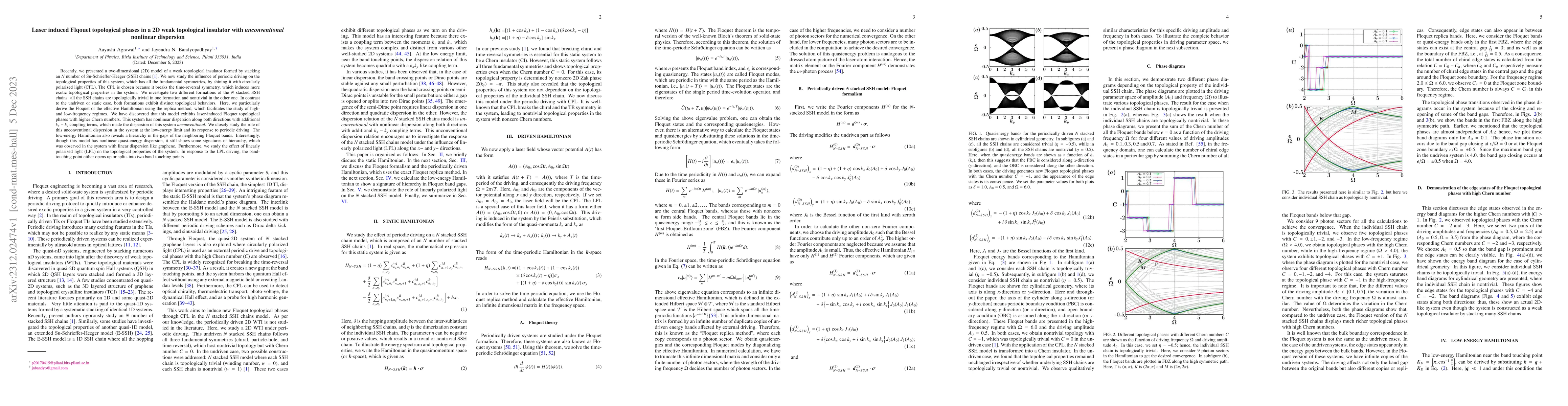 Thumbnail for Laser induced Flqouet topological phases in a 2D weak topological
  insulator with unconventional nonlinear dispersion