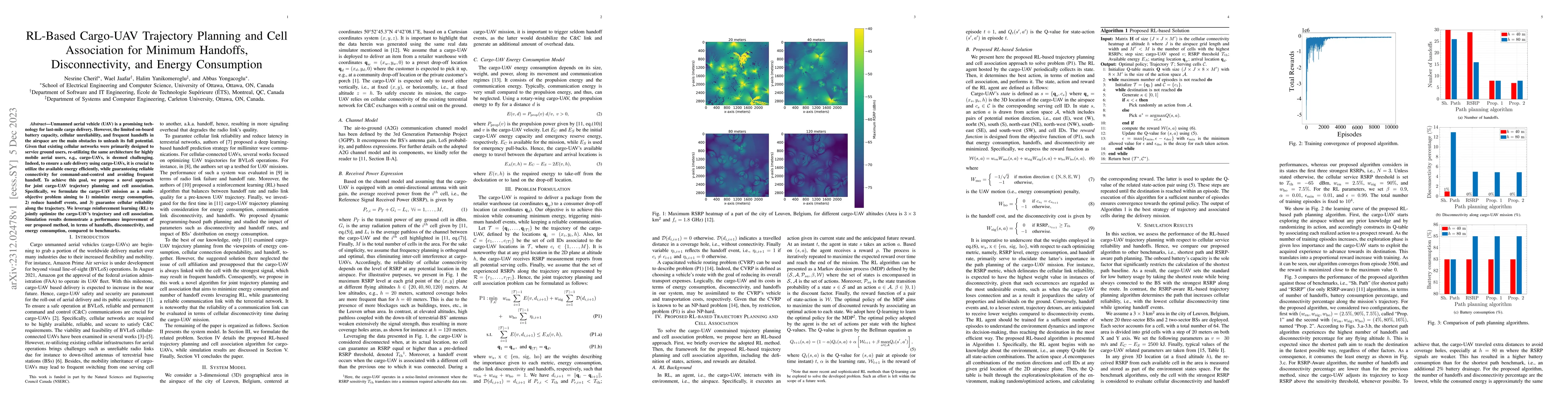 Thumbnail for RL-Based Cargo-UAV Trajectory Planning and Cell Association for Minimum
  Handoffs, Disconnectivity, and Energy Consumption