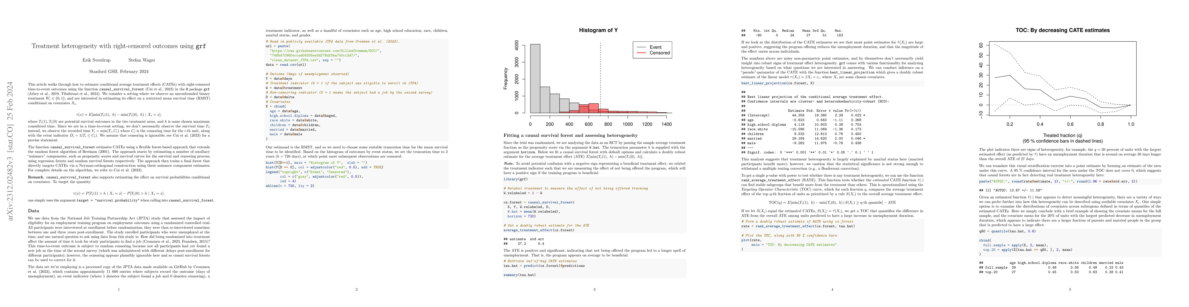 Thumbnail for Treatment heterogeneity with right-censored outcomes using grf