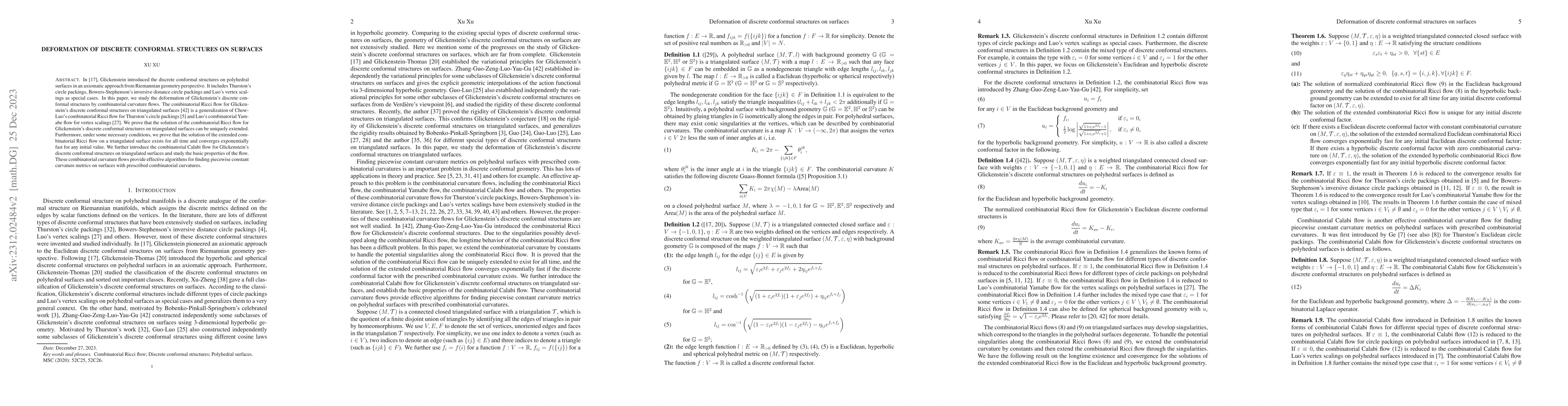 Thumbnail for Deformation of discrete conformal structures on surfaces