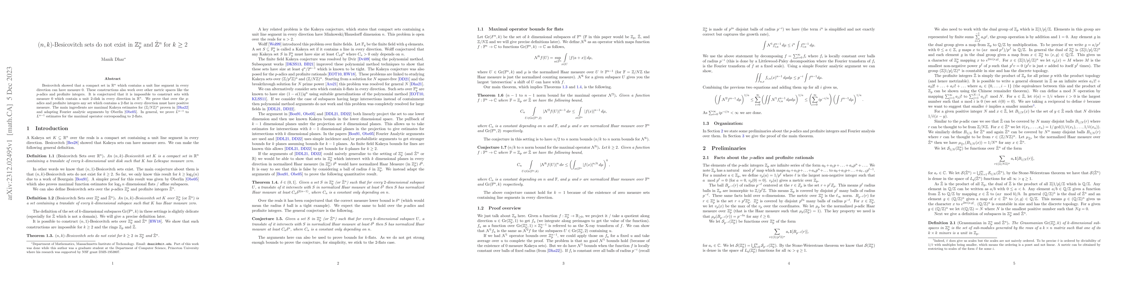 Thumbnail for $(n,k)$-Besicovitch sets do not exist in $\mathbb{Z}_p^n$ and
  $\hat{\mathbb{Z}}^n$ for $k\ge 2$