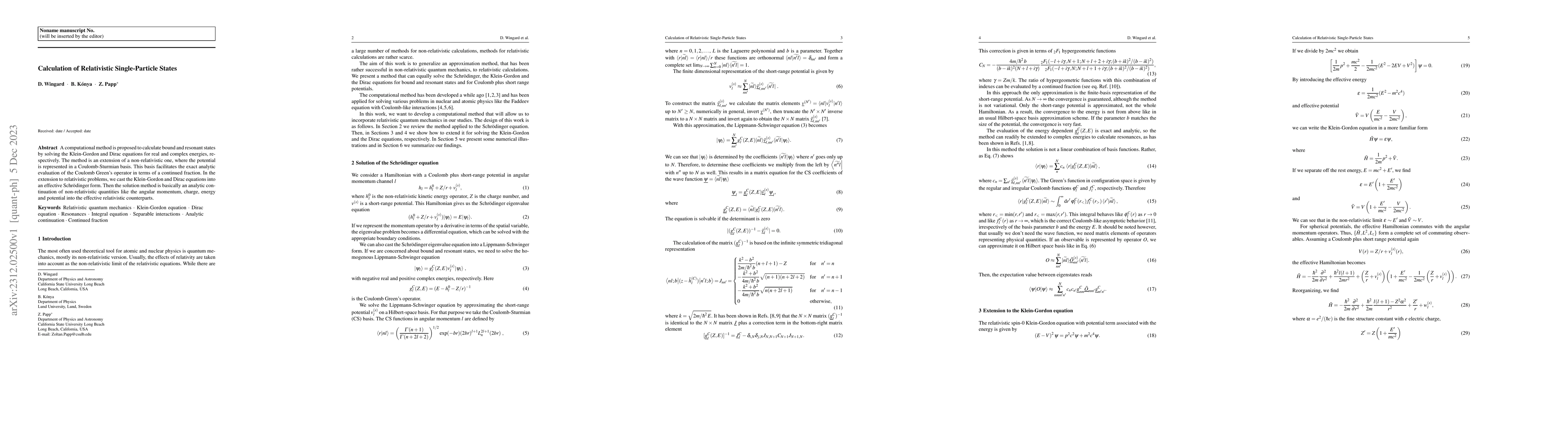 Thumbnail for Calculation of Relativistic Single-Particle States