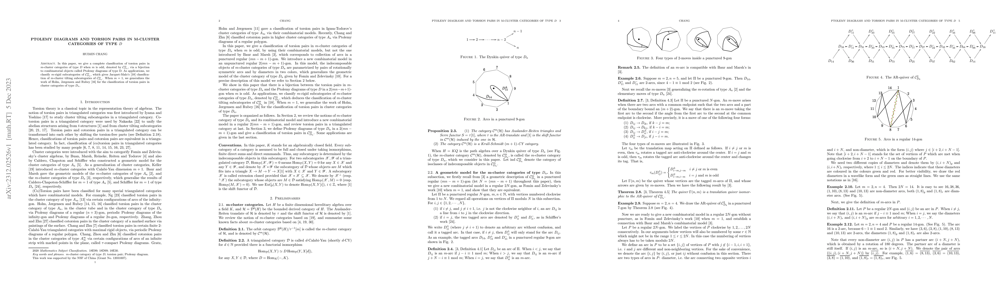 Thumbnail for Ptolemy diagrams and torsion pairs in m-cluster categories of type D