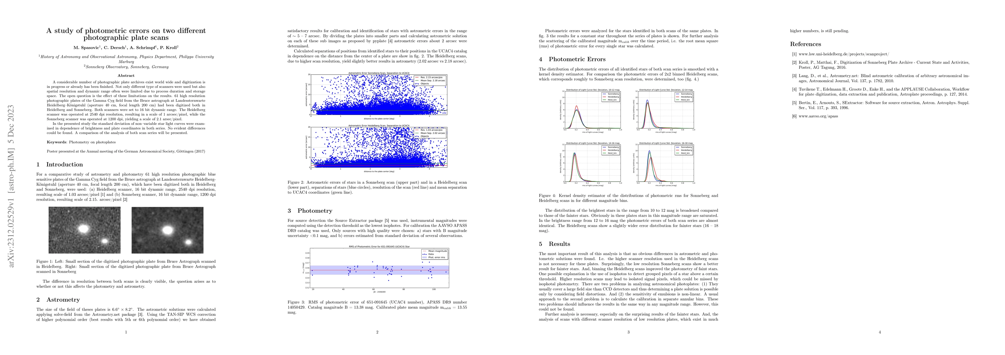 Thumbnail for A study of photometric errors on two different photographic plate scans