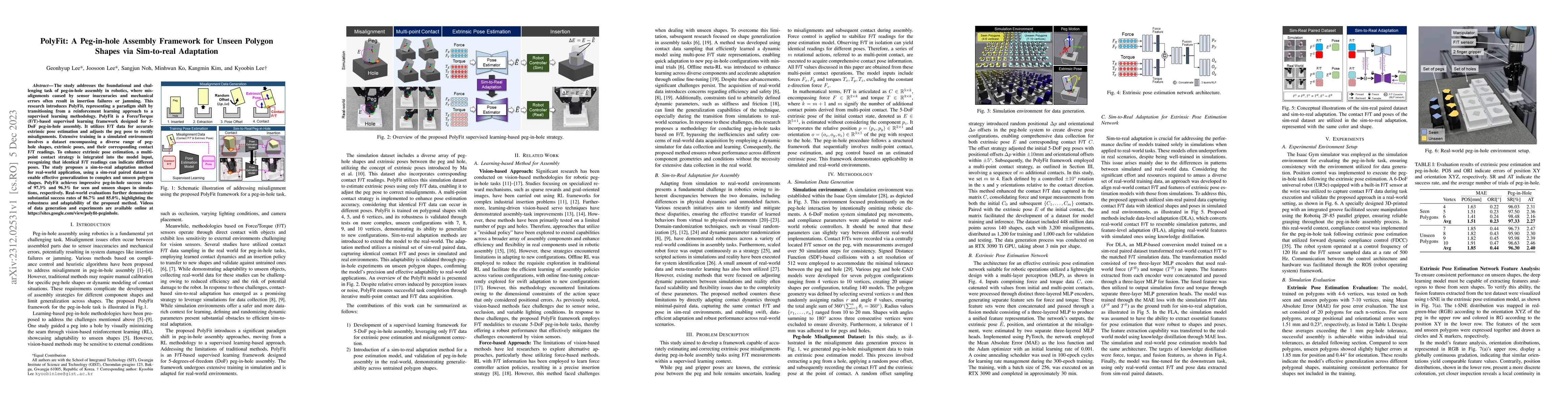Thumbnail for PolyFit: A Peg-in-hole Assembly Framework for Unseen Polygon Shapes via
  Sim-to-real Adaptation