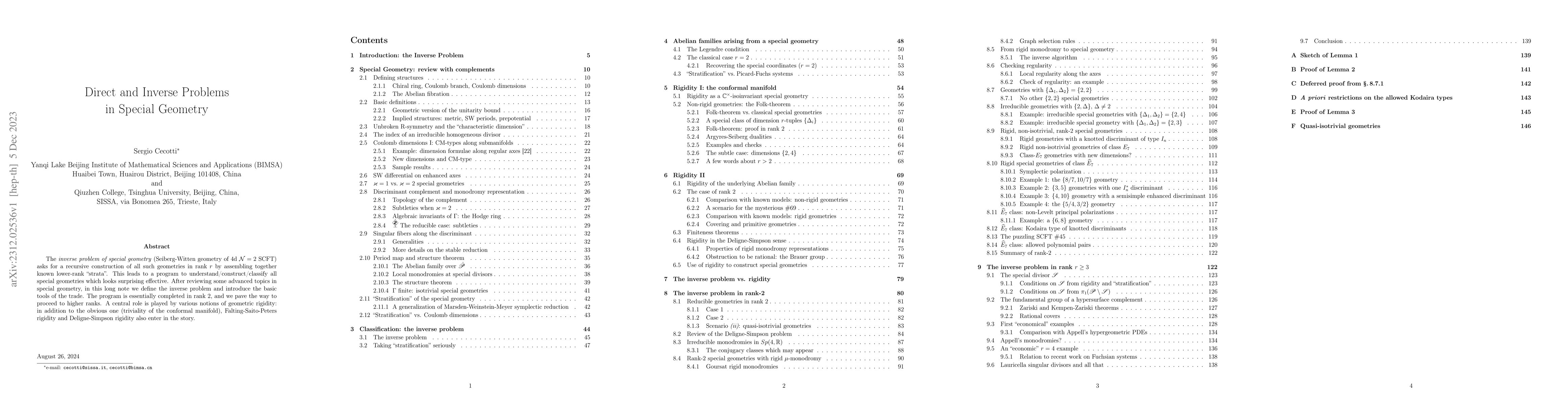 Thumbnail for Direct and Inverse Problems in Special Geometry