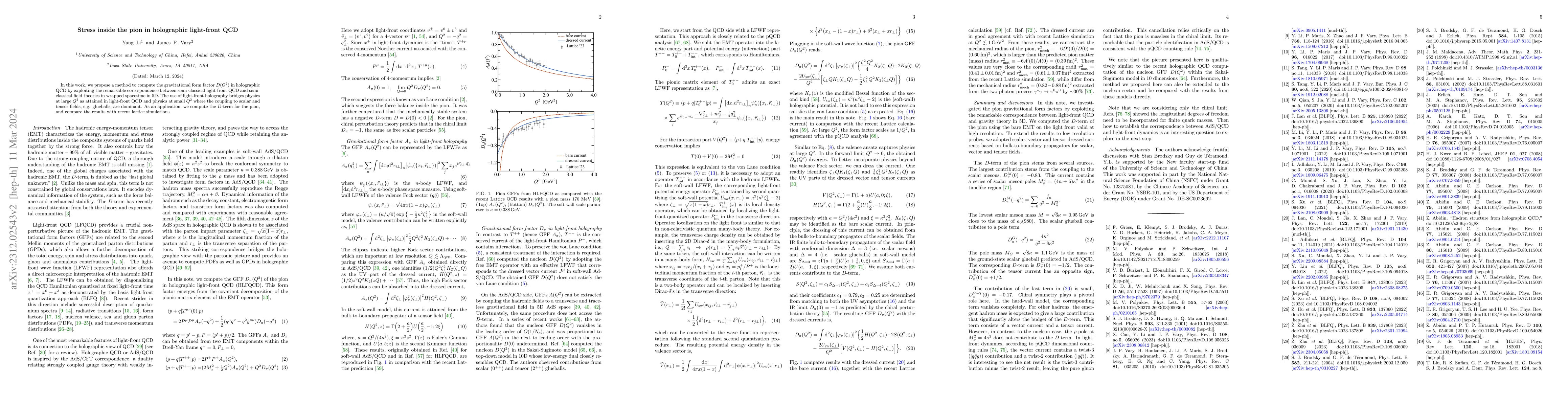 Thumbnail for Stress inside the pion in holographic light-front QCD