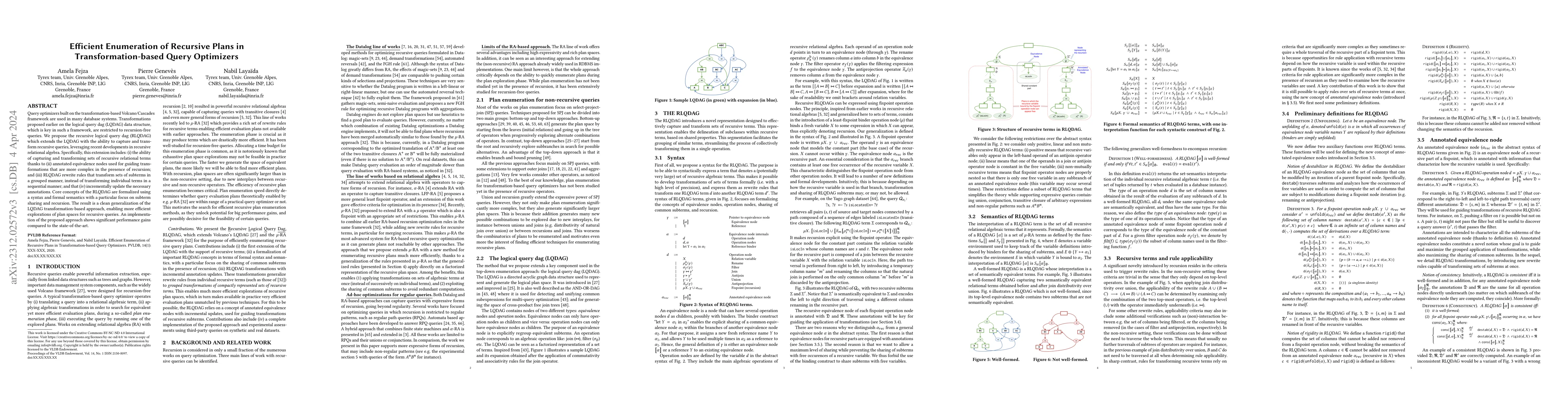 Thumbnail for Efficient Enumeration of Recursive Plans in Transformation-based Query
  Optimizers