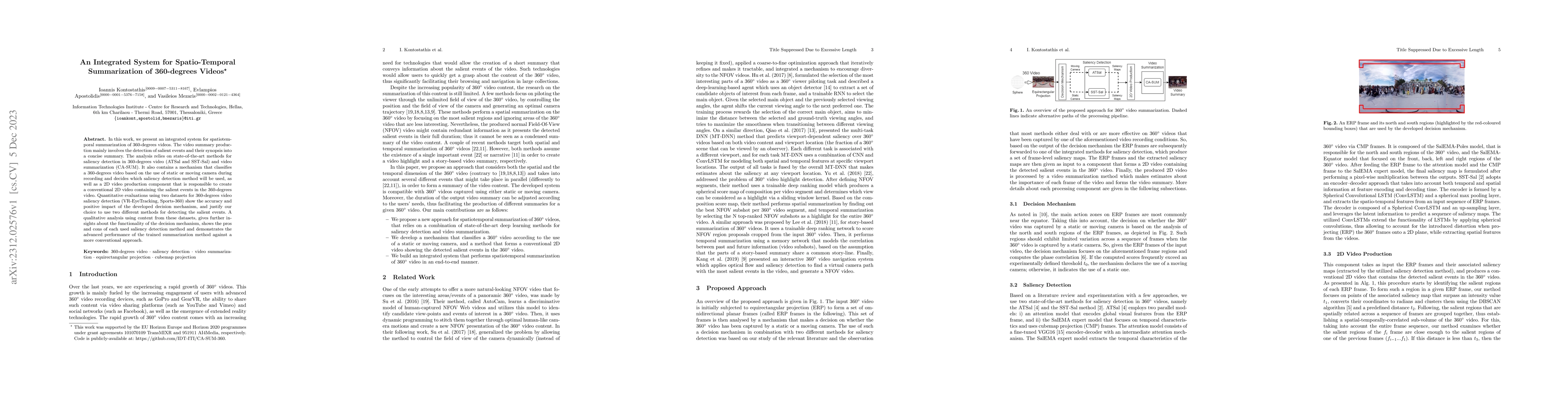 Thumbnail for An Integrated System for Spatio-Temporal Summarization of 360-degrees
  Videos