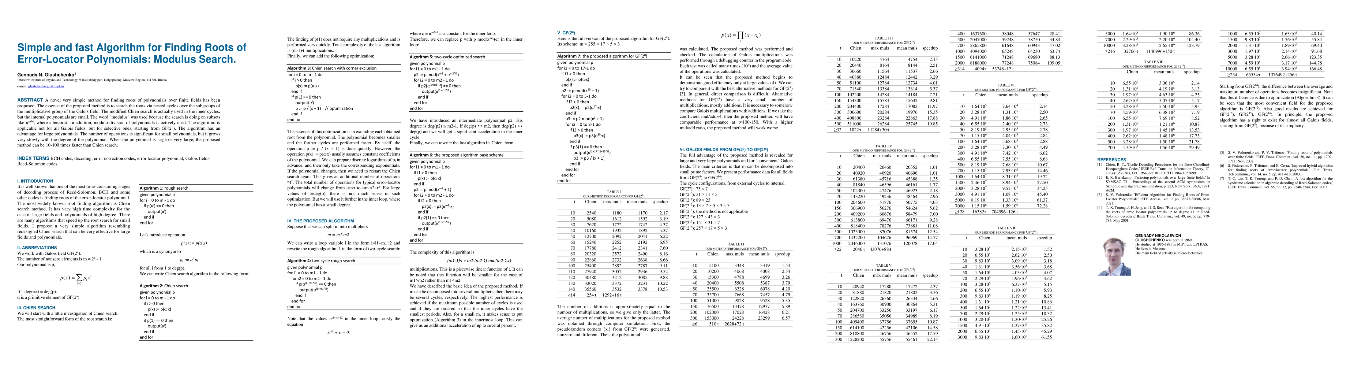 Thumbnail for Simple and fast Algorithm for Finding Roots of Error-Locator
  Polynomials: Modulus Search
