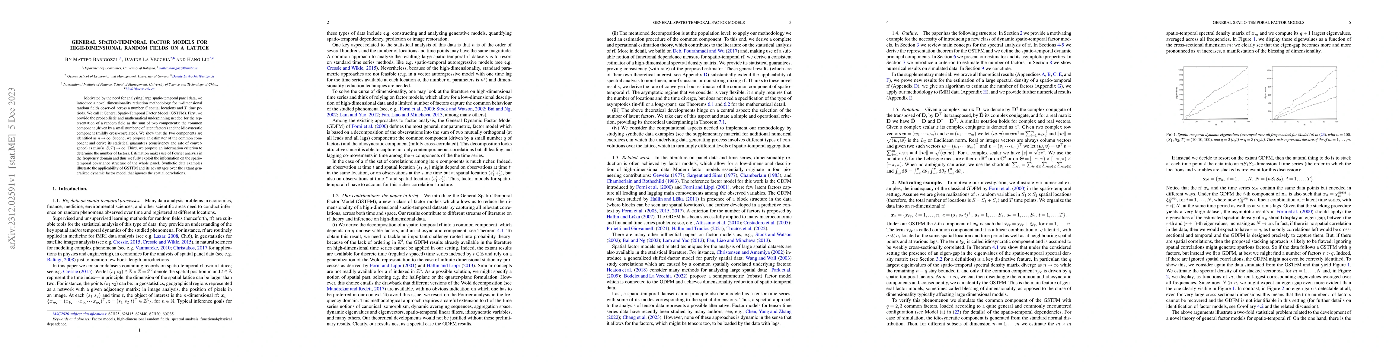 Thumbnail for General Spatio-Temporal Factor Models for High-Dimensional Random Fields
  on a Lattice