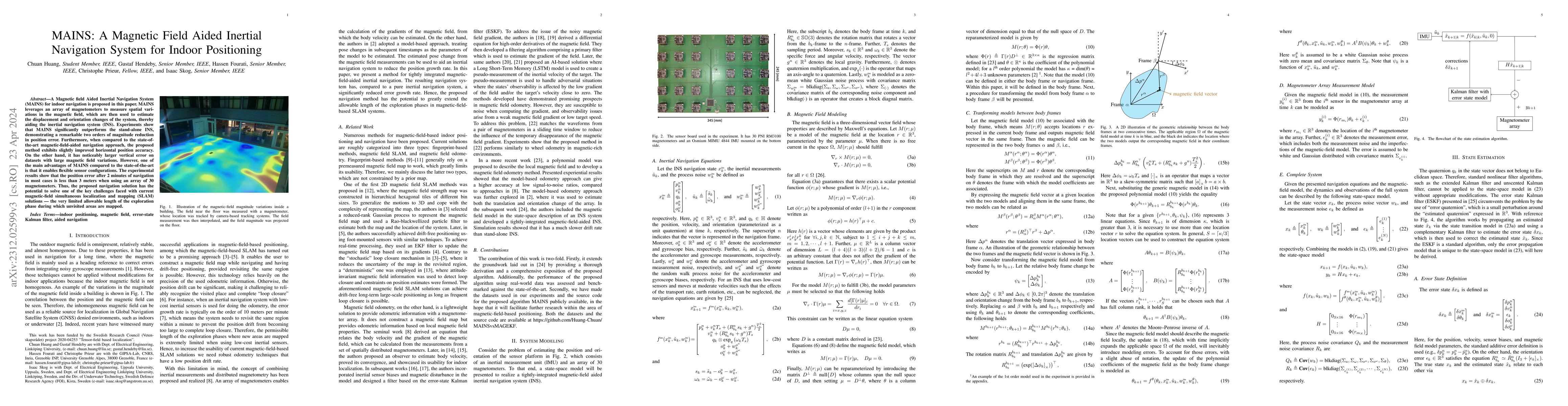 Thumbnail for MAINS: A Magnetic Field Aided Inertial Navigation System for Indoor
  Positioning