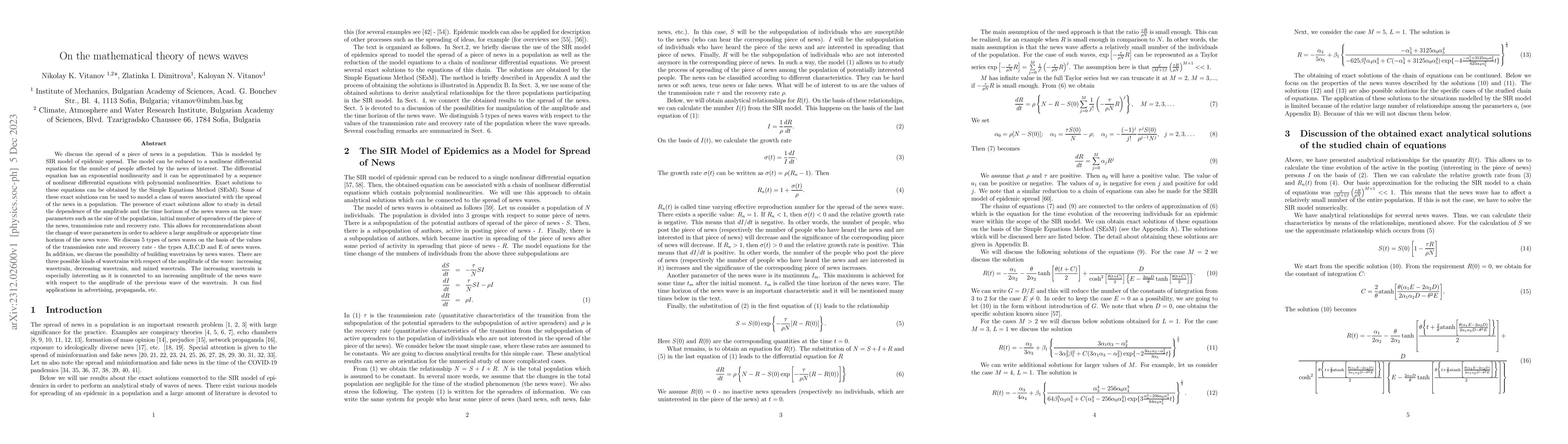 Thumbnail for On the mathematical theory of news waves