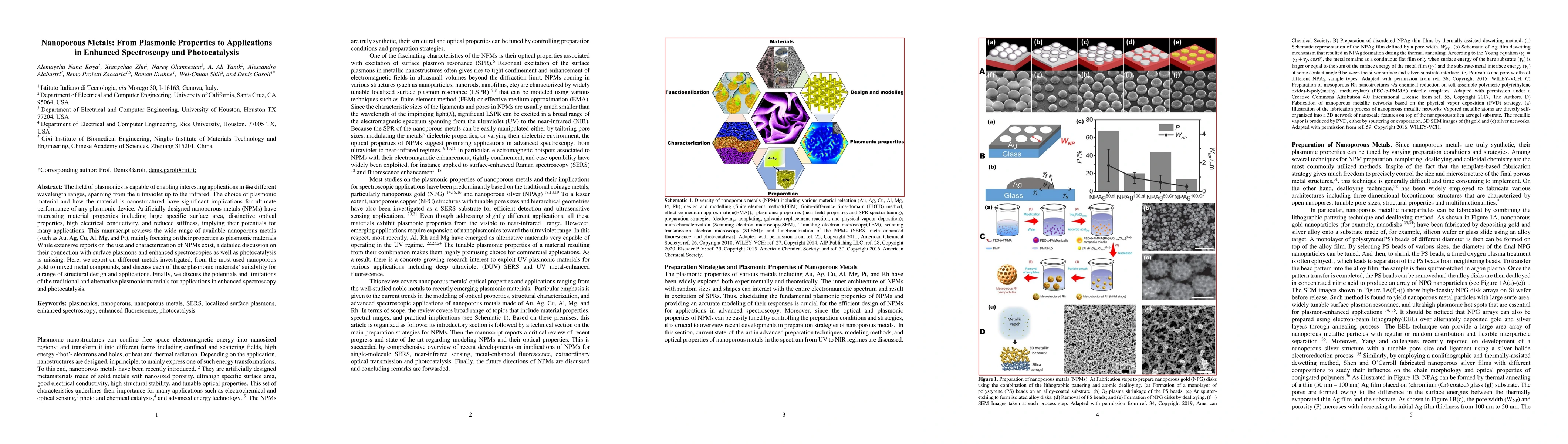 Thumbnail for Nanoporous Metals: From Plasmonic Properties to Applications in Enhanced
  Spectroscopy and Photocatalysis