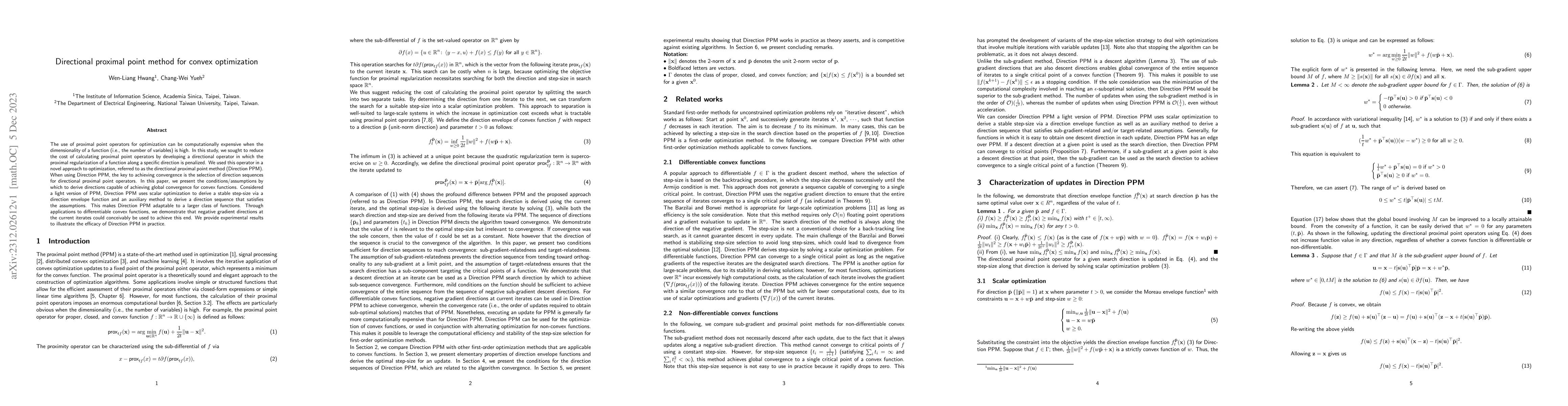 Thumbnail for Directional proximal point method for convex optimization