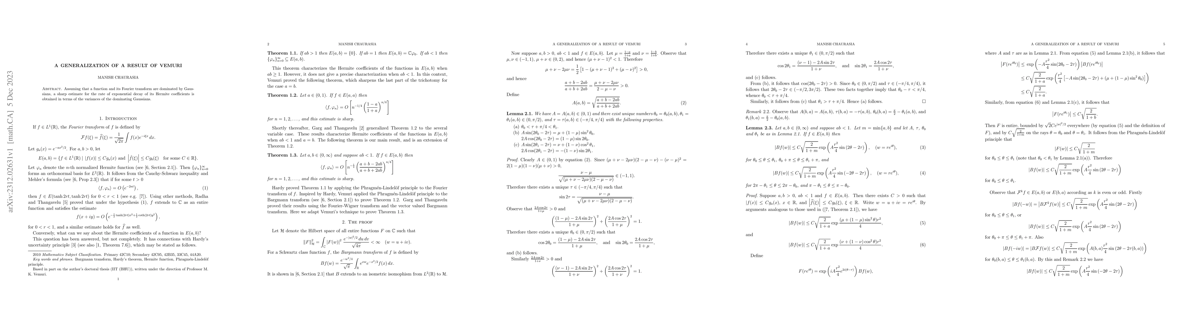 Thumbnail for A Generalization of a result of Vemuri