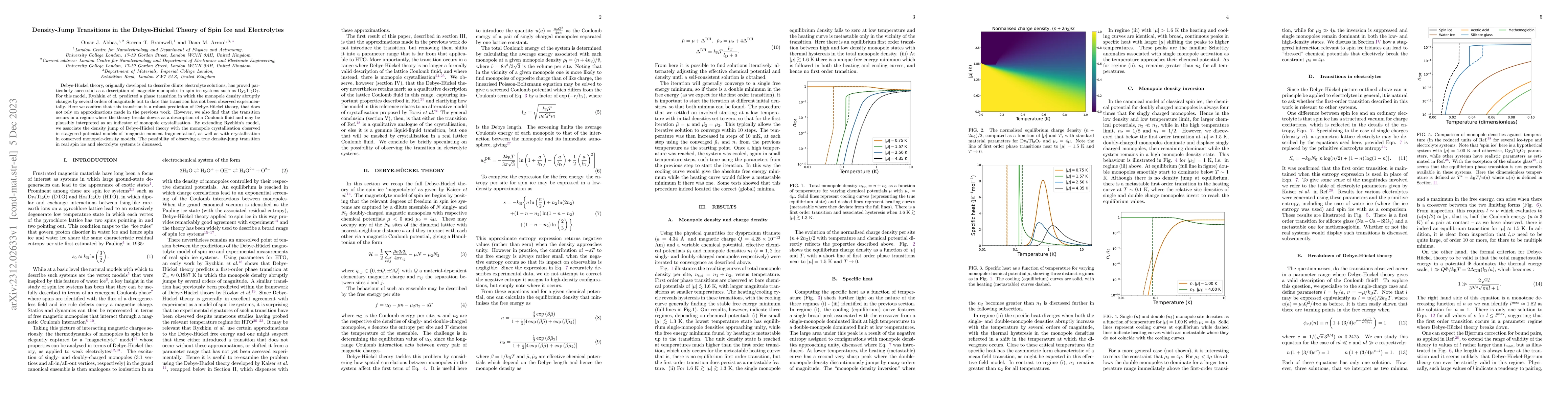 Thumbnail for Density-Jump Transitions in the Debye-H\"uckel Theory of Spin Ice and
  Electrolytes