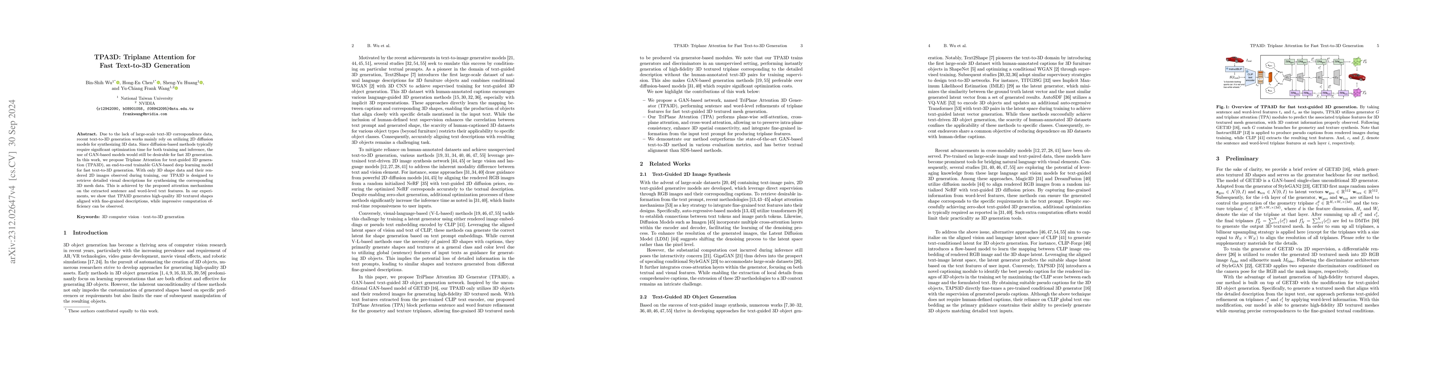 Thumbnail for TPA3D: Triplane Attention for Fast Text-to-3D Generation