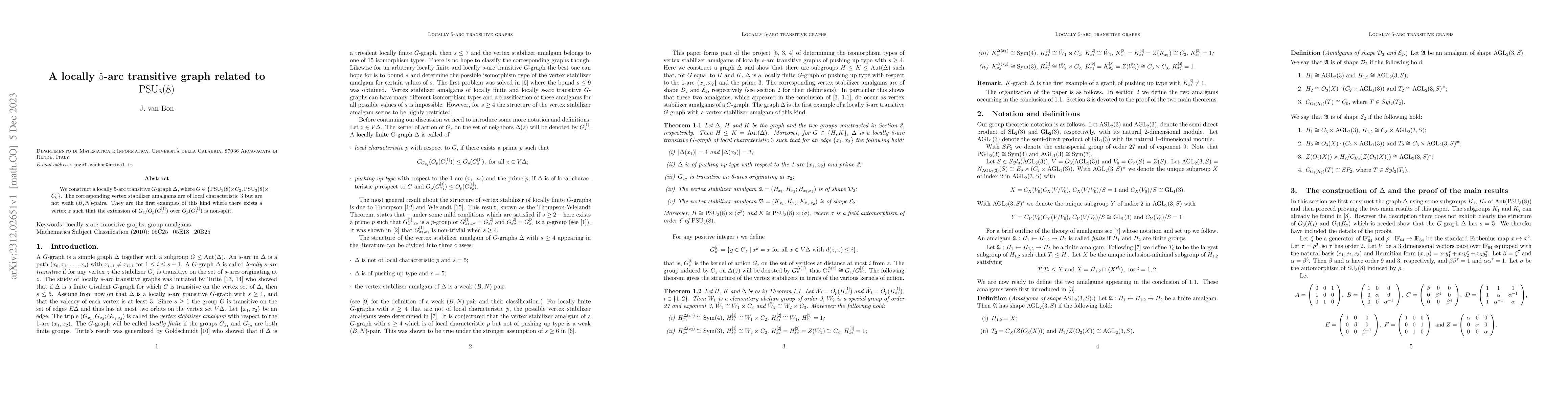 Thumbnail for A locally $5$-arc transitive graph related to ${\rm PSU}_3(8)$