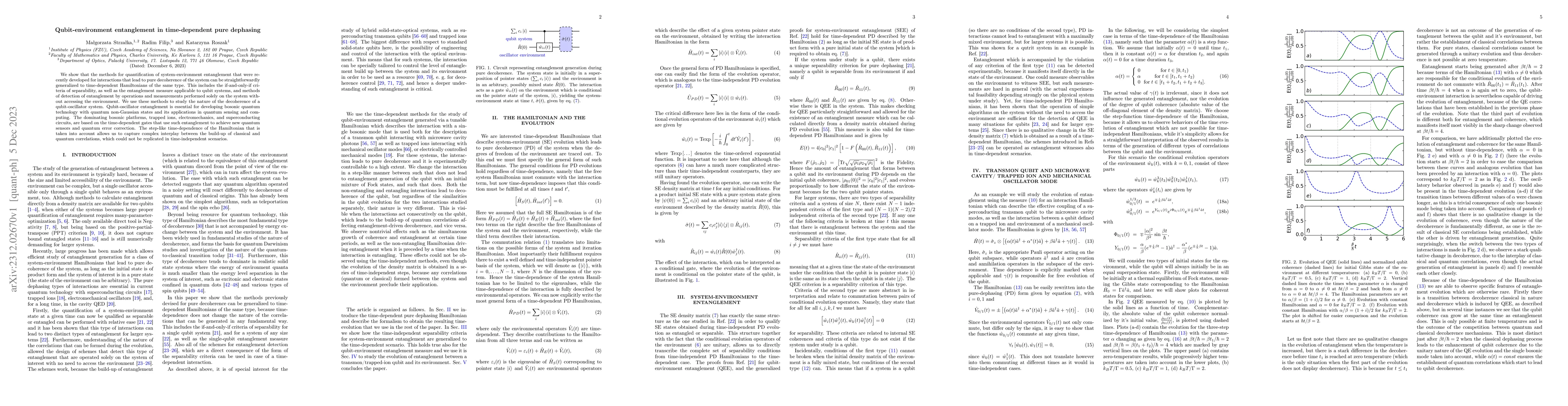 Thumbnail for Qubit-environment entanglement in time-dependent pure dephasing