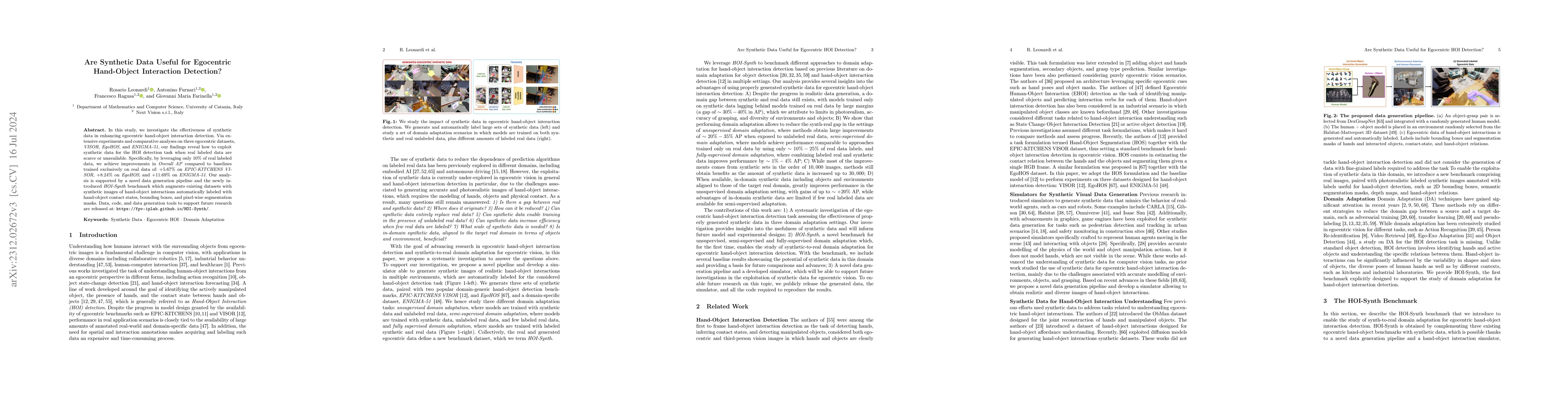 Thumbnail for Are Synthetic Data Useful for Egocentric Hand-Object Interaction
  Detection?