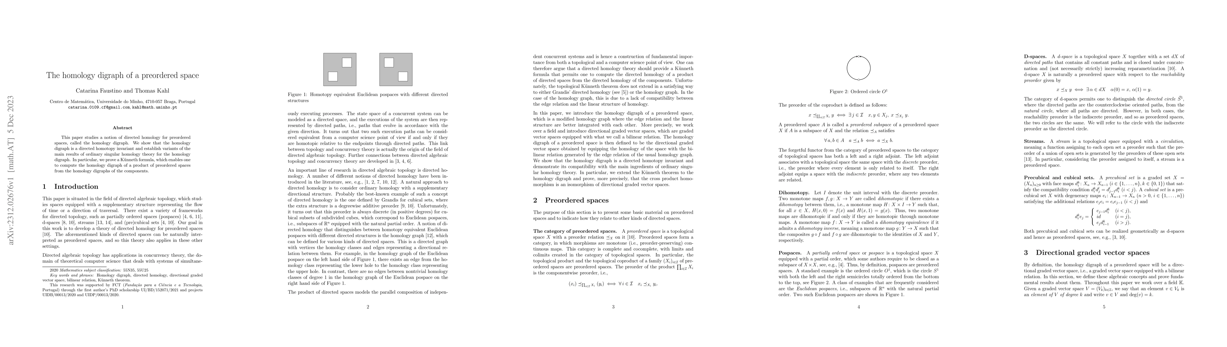 Thumbnail for The homology digraph of a preordered space