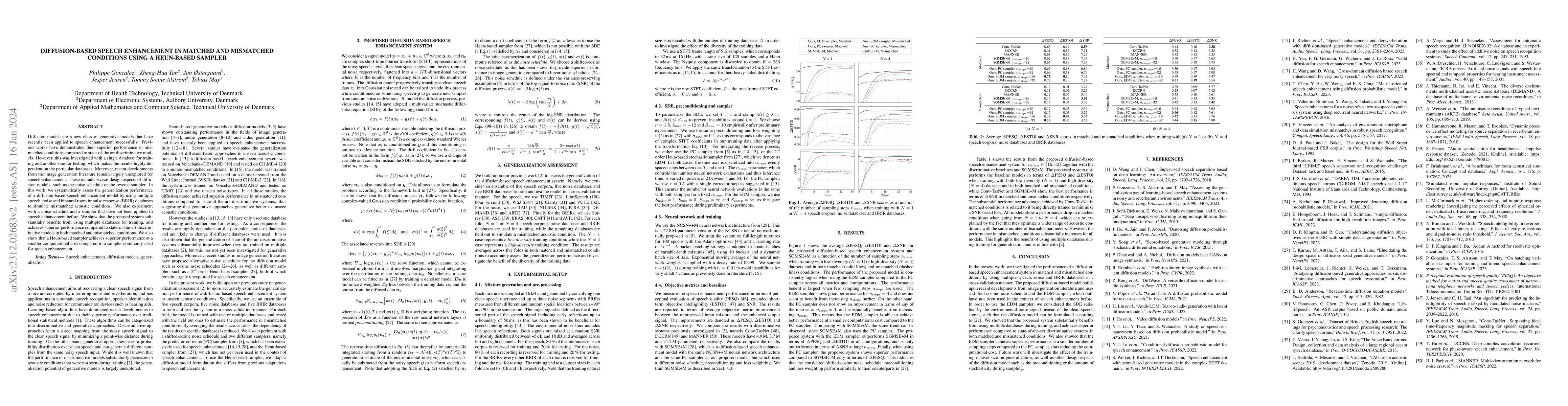 Thumbnail for Diffusion-Based Speech Enhancement in Matched and Mismatched Conditions
  Using a Heun-Based Sampler