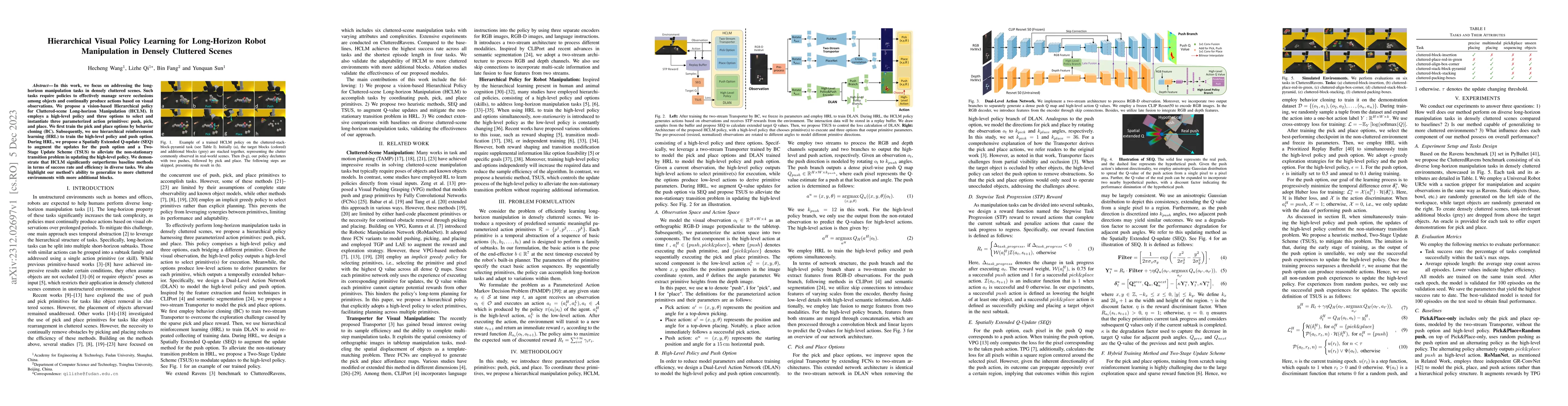 Thumbnail for Hierarchical Visual Policy Learning for Long-Horizon Robot Manipulation
  in Densely Cluttered Scenes