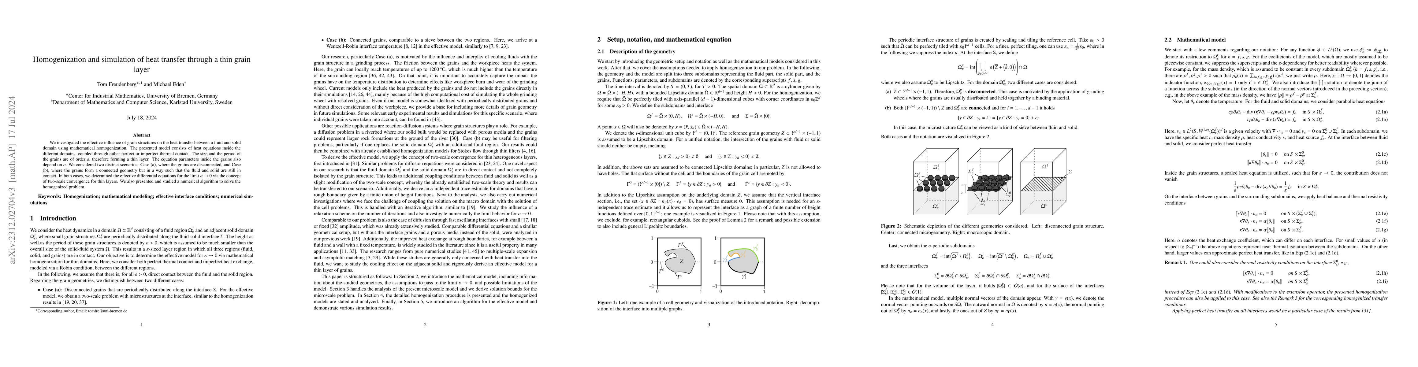 Thumbnail for Homogenization and simulation of heat transfer through a thin grain
  layer