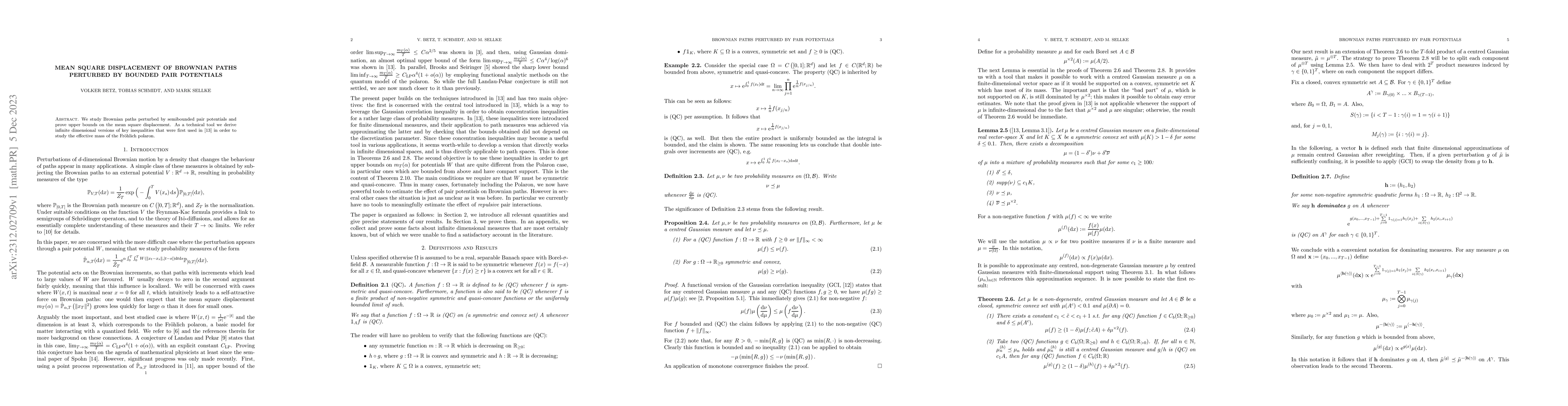 Thumbnail for Mean square displacement of Brownian paths perturbed by bounded pair
  potentials